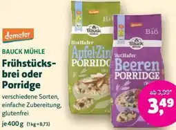 Biomarkt demeter BAUCK MÜHLE Frühstücksbrei oder Porridge Angebot