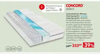 Matratzen Concord Concord taschenfederkern-matratze vitalis spring h2 oder vitalis spring h3 Angebot