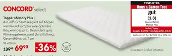 Matratzen Concord Concord select topper memory plus Angebot