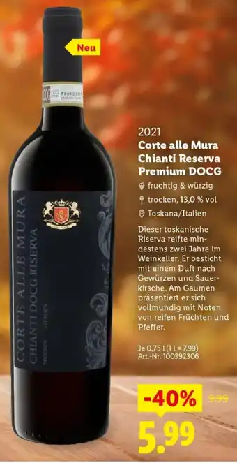 Lidl Corte alle Mura Chianti Reserva Premium DOCG Angebot