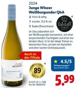 Lidl Junge Winzer Weißburgunder QbA Angebot