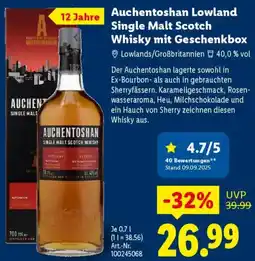 Lidl Auchentoshan Lowland Single Malt Scotch Whisky mit Geschenkbox Angebot