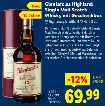 Lidl Glenfarclas Highland Single Malt Scotch Whisky mit Geschenkbox Angebot
