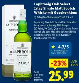 Lidl Laphroaig Oak Select Islay Single Malt Scotch Whisky mit Geschenkbox Angebot