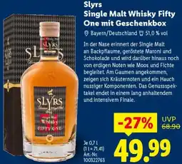 Lidl Slyrs Single Malt Whisky Fifty One mit Geschenkbox Angebot