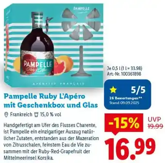 Lidl Pampelle Ruby L'Apéro mit Geschenkbox und Glas Angebot