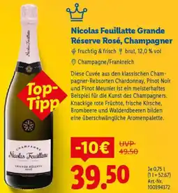 Lidl Nicolas Feuillatte Grande Réserve Rosé, Champagner Angebot