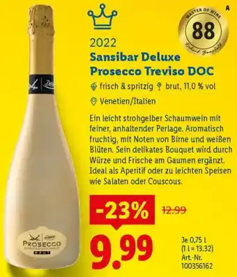 Lidl Sansibar Deluxe Prosecco Treviso DOC Angebot