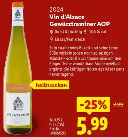 Lidl Vin d'Alsace Gewürztraminer AOP Angebot