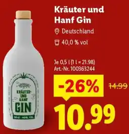 Lidl Kräuter und Hanf Gin Angebot