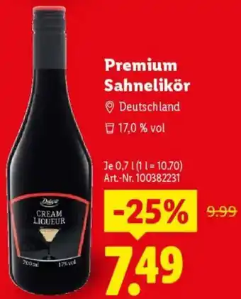 Lidl Premium Sahnelikör Angebot