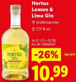 Lidl Hortus Lemon & Lime Gin Angebot