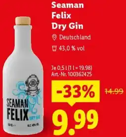 Lidl Seaman Felix Dry Gin Angebot