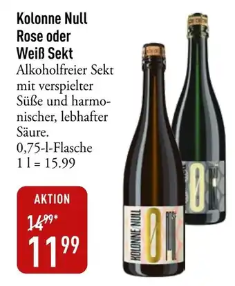 Galeria Markthalle Kolonne Null Rose oder Weiß Sekt Angebot