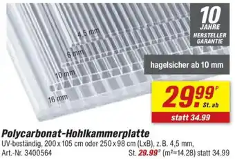 toom Baumarkt Polycarbonat-Hohlkammerplatte Angebot