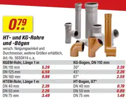 toom Baumarkt HT und KG-Rohre und Bögen Angebot