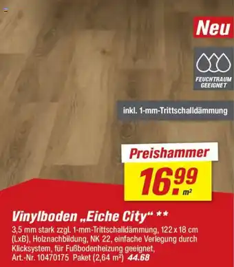 toom Baumarkt Vinylboden „Eiche City" Angebot