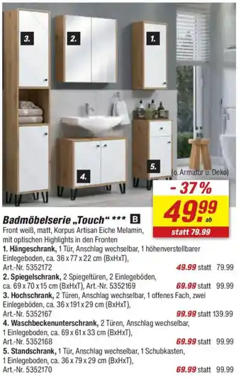 toom Baumarkt Badmöbelserie ,,Touch" Angebot