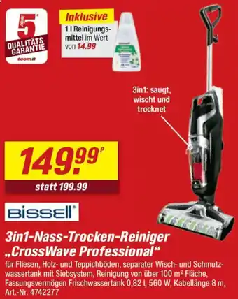 toom Baumarkt Bissell 3in1 Nass-Trocken-Reiniger ,,CrossWave Professional" Angebot
