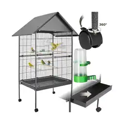 Netto Marken-Discount tectake Vogelkäfig, in Hammerschlagoptik, 2 Türen und geringer Gitterabstand, 85 x 60 x 168 cm Angebot