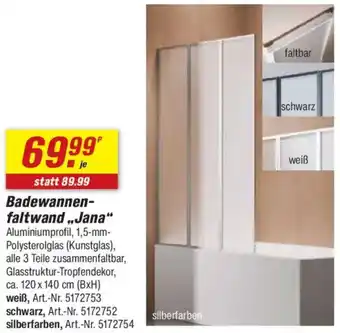 toom Baumarkt Badewannenfaltwand ,,Jana" Angebot