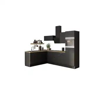 toom Baumarkt OPTIFIT Winkelküche mit E-Geräten 'OPTIkoncept Ingvar420' anthrazit matt 270 cm Angebot