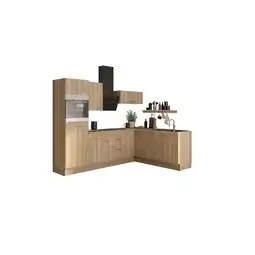 toom Baumarkt OPTIFIT Winkelküche mit E-Geräten 'OPTIkoncept Erik290' eichefarben 270 cm Angebot