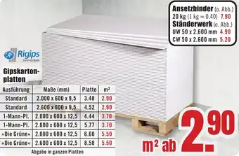 B1 Discount Baumarkt Rigips Gipskartonplatten Angebot