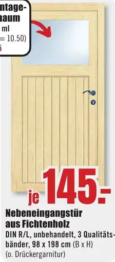 B1 Discount Baumarkt Nebeneingangstür aus Fichtenholz Angebot