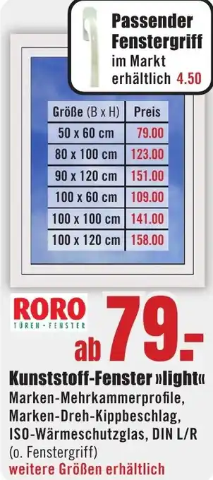 B1 Discount Baumarkt RORO Kunststoff-Fenster light Angebot