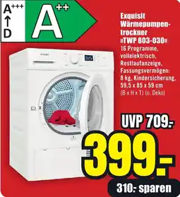B1 Discount Baumarkt Exquisit Wärmepumpentrockner TWP 803-030 Angebot