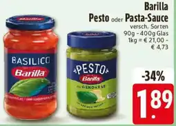 E-Center Barilla Pesto oder Pasta-Sauce Angebot
