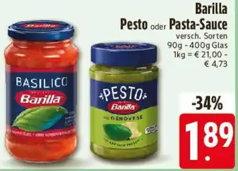 E-Center Barilla Pesto oder Pasta-Sauce Angebot