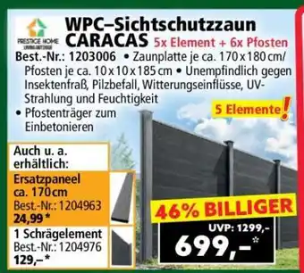 Norma WPC-Sichtschutzzaun CARACAS 5x Element + 6x Pfosten Angebot