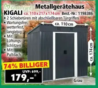 Norma Metallgerätehaus KIGALI ca. 110 x 217 x 174 cm Angebot