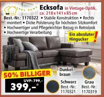 Norma Ecksofa in Vintage-Optik, ca. 218 x 141 x 85 cm Angebot