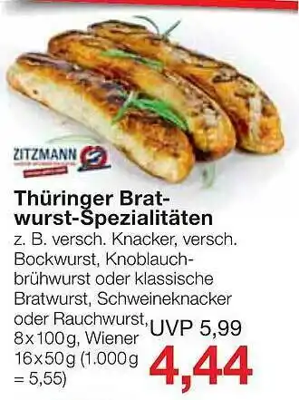 Jawoll Zitzmann Thüringer Bratwurst-spezialitäten Angebot