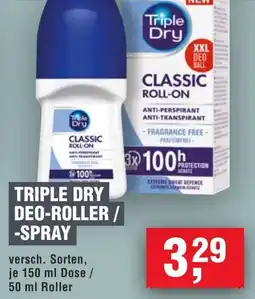 Handelshof Triple dry deo-roller/ spray Angebot