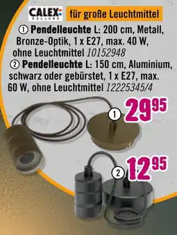 Hornbach Calex pendelleuchte l: 200 cm Angebot