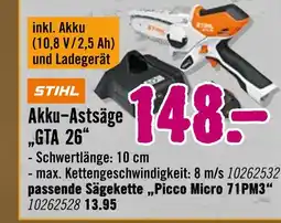 Hornbach Stihl akku-astsäge „gta 26“ Angebot