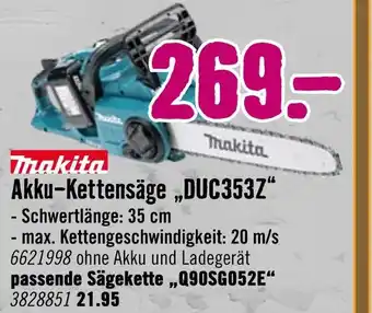Hornbach Makita akku-kettensäge duc353z Angebot
