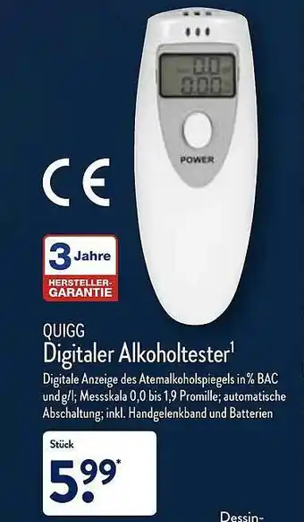 Aldi Nord Quigg Digitaler Alkoholtester Angebot