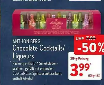 Aldi Nord Anthon Berg Chocolate Cocktails Oder Liqueurs Angebot