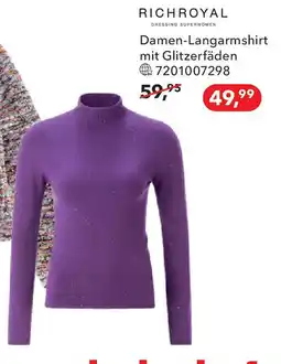 dodenhof RICHROYAL Damen-Langarmshirt mit Glitzerfäden Angebot