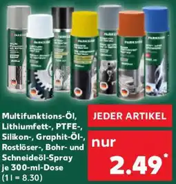 Kaufland Parkside Multifunktions-Öl, Lithiumfett-, PTFE-, Silikon, Graphit-Öl, Rostlöser-, Bohr- und Schneideöl-Spray Angebot