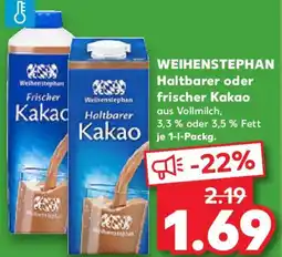 Kaufland WEIHENSTEPHAN Haltbarer oder frischer Kakao Angebot