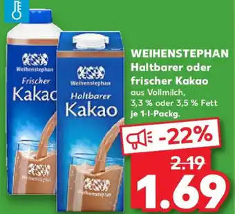 Kaufland WEIHENSTEPHAN Haltbarer oder frischer Kakao Angebot