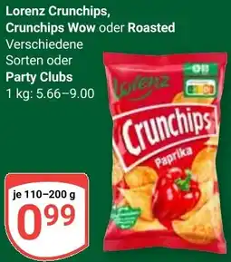 Globus Lorenz Crunchips, Crunchips Wow oder Roasted oder Party Clubs Angebot