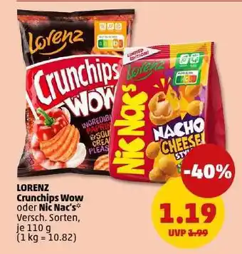 PENNY LORENZ Crunchips Wow oder Nic Nac’s Angebot