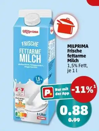 PENNY MILPRIMA Frische fettarme Milch Angebot